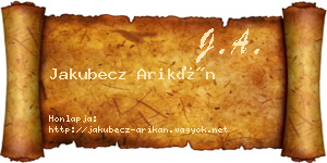 Jakubecz Arikán névjegykártya